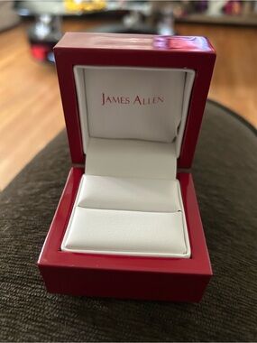 James Allen Red Jewelry Box with White Interior